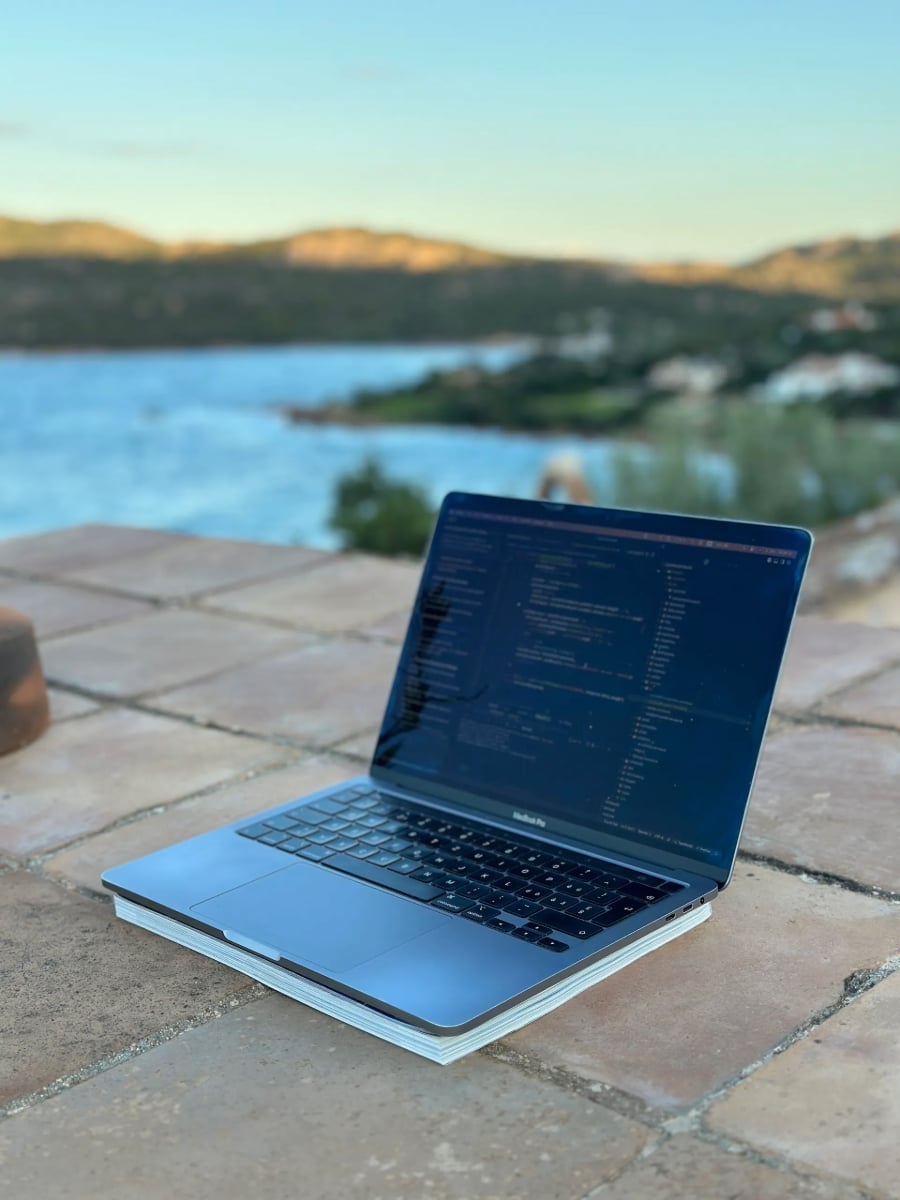 Coding on a rooftop in Sardinia